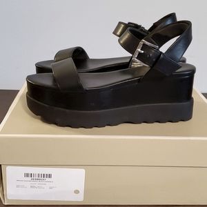 MICHAEL Marlon black leather platform sandals sz 6